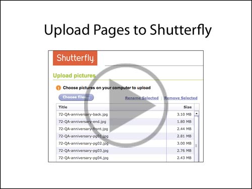 Upload pages to Shutterfly