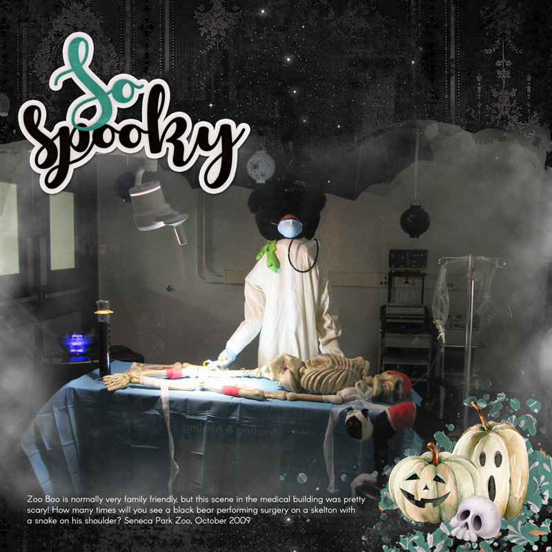 Page and Photo by Carla Shute Tutorial: Creating Fog by Karen Schulz Kits: Hello Halloween by Aimee Harrison, Special Pumpkin by Thaliris Designs, Hallows Eve by Brandy Murry, Scrap It Now 3 Template by Digital Scrapper Font: Arcon