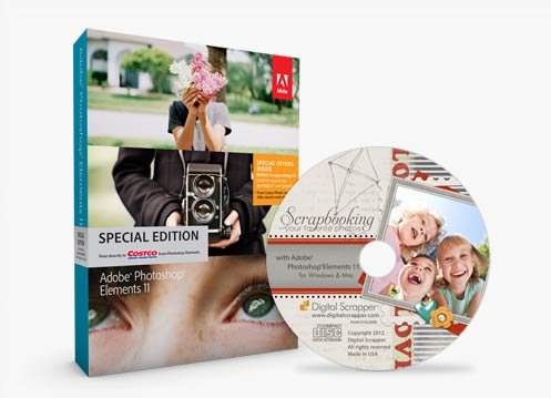 Photoshop Elements 11 Costco Box and CD from Digital Scrapper