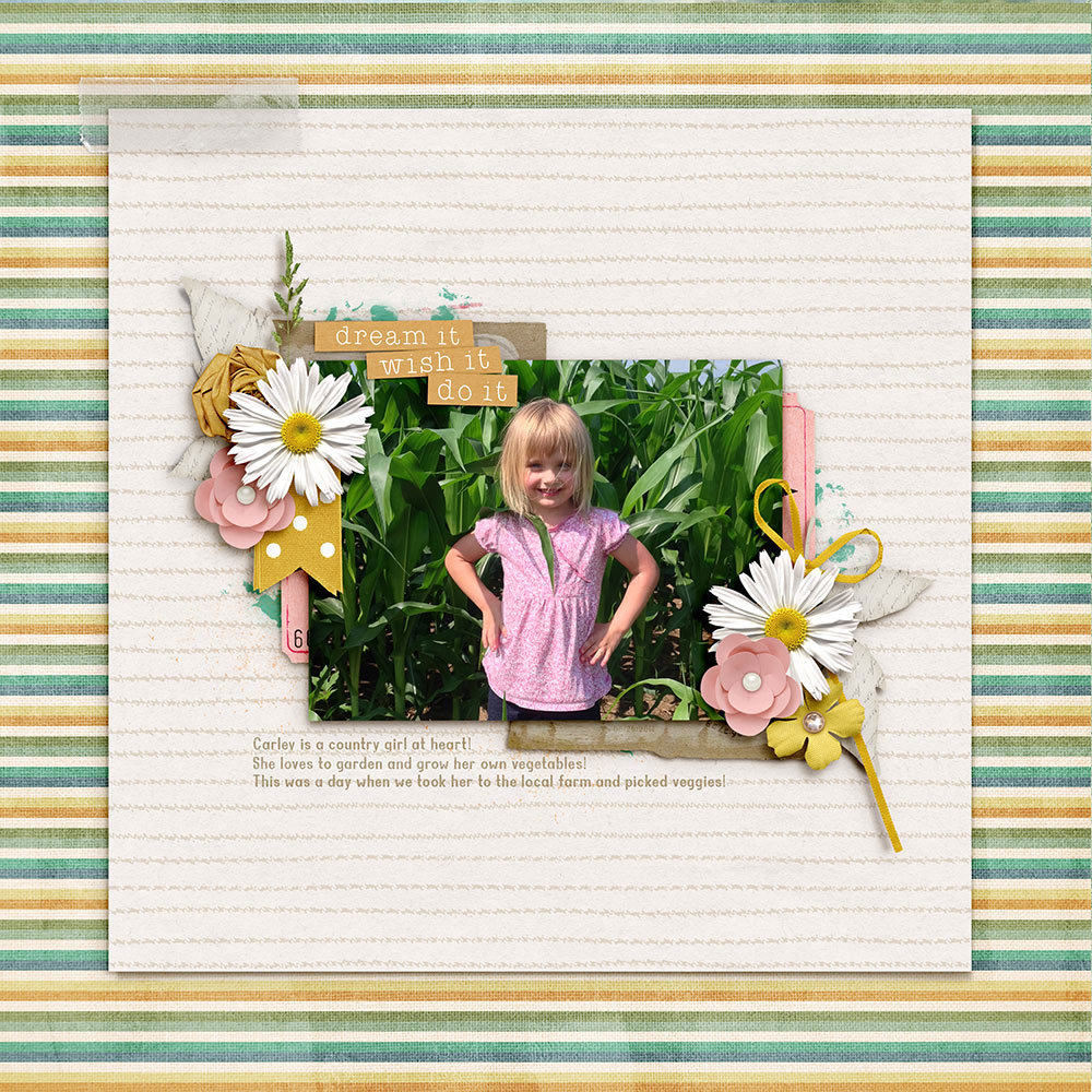 Photo and Layout: Ravelle Scherer Tutorial: Inky Outline Overlay with the Ripple Filter by Jenifer Juris Kits: Studio Basic Designs-Daydreamer; Poneytail Designs-Simply Lovely; Pink Reptile Designs-Rituals pt1 Morning; Prelestnaya P-Just Kiss Me; Simple Pleasures Design-Capture the Memories Font: Woodchuck