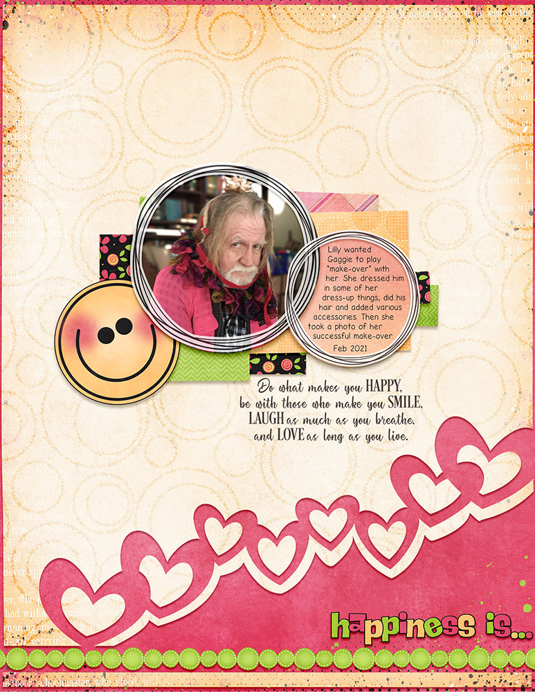 Page: Rose Cole Photo: Lilly H (grand daughter) Tutorial: Inky Outline Overlay with the Ripple Filter by Jenifer Juris Supplies: Make Life Grand template 1 - Just Because Studio, Color Me Happy by Jumpstart Designs and Fayette Designs, The Art of Happiness WordArt by Jumpstart Designs Font: Life's A Beach