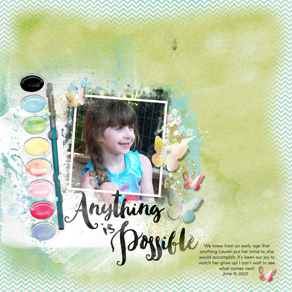 Page & Photo: Carla Shute Tutorial: Custom Edge with the Lasso Tool by Carla Shute Kits: Stories We Tell Collection Biggie, Paper Mini and Embellishment Mini by Syndee Nuckles Font: Arcon