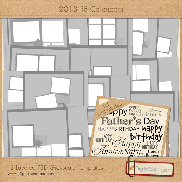 2013 Calendar: Greyscale Templates