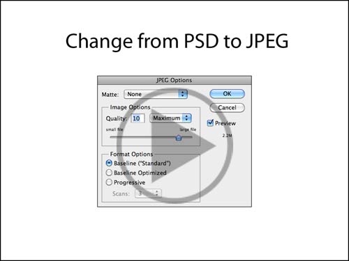 Change from PSD to JPG